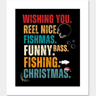 Wishing You Reel Nice Fishmas Funny Bass Fishing Christmas Posters and Art